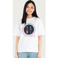 Grease Women's T Birds & Pink Lipstick & Spark Plug Relaxed Fit T-Shirt in White | Size: 2XL