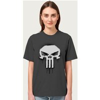 The Punisher Women's Classic Paint Drip Skull Logo Relaxed Fit Marvel T-Shirt in Charcoal | Size: Small
