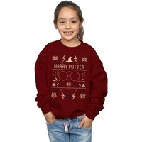Harry Potter Girl's Christmas Pattern Sweatshirt in Burgundy | Size: 3-4 Years