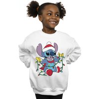 Disney Girl's Lilo & Stitch Christmas Lights Sweatshirt in White | Size: 3-4 Years