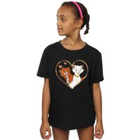 Disney Girl's The Aristocats Heart Cotton T-Shirt in Black | Size: 3-4 Years