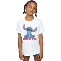 Disney Girl's Lilo & Stitch Stitch Cutie Pie Cotton T-Shirt in White | Size: 7-8 Years
