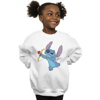 Disney Girl's Lilo & Stitch Stitch Cupid Valentines Sweatshirt in White | Size: 7-8 Years