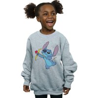 Disney Girl's Lilo & Stitch Stitch Cupid Valentines Sweatshirt in Grey | Size: 5-6 Years