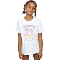 Harry Potter Girl's Crest Pastel Cotton T-Shirt in White | Size: 7-8 Years