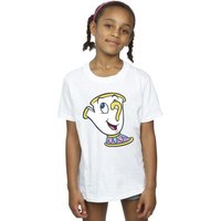 Disney Girl's Beauty & The Beast Chip Cotton T-Shirt in White | Size: 12-13 Years