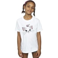 Disney Girl's Classics Marie Face Pocket Cotton T-Shirt in White | Size: 12-13 Years