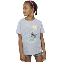 Disney Girl's Lilo & Stitch Hawaii Cotton T-Shirt in Grey | Size: 5-6 Years