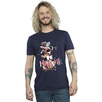 DC Comics Men's Harley Quinn Forces Of Nature T-Shirt in Navy | Size: 5XL