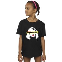 Blondie Girl's Face Graffiti Cotton T-Shirt in Black | Size: 5-6 Years
