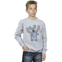 Disney Boy's Lilo & Stitch Tropical Fun Sweatshirt in Grey | Size: 7-8 Years