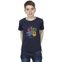 Harry Potter Boy's Emblems H Spray T-Shirt in Navy | Size: 5-6 Years