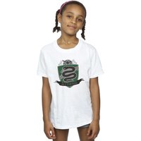 Harry Potter Girl's Slytherin Chest Badge Cotton T-Shirt in White | Size: 5-6 Years