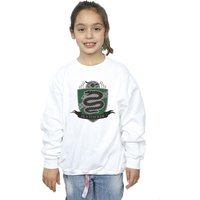 Harry Potter Girl's Slytherin Chest Badge Sweatshirt in White | Size: 9 Years