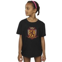 Harry Potter Girl's Gryffindor Chest Badge Cotton T-Shirt in Black | Size: 5-6 Years