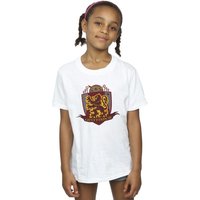 Harry Potter Girl's Gryffindor Chest Badge Cotton T-Shirt in White | Size: 12-13 Years