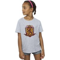 Harry Potter Girl's Gryffindor Chest Badge Cotton T-Shirt in Grey | Size: 3-4 Years