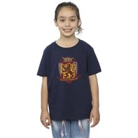 Harry Potter Girl's Gryffindor Chest Badge Cotton T-Shirt in Navy | Size: 3-4 Years