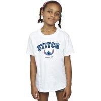 Disney Girl's Lilo & Stitch Collegial Cotton T-Shirt in White | Size: 5-6 Years