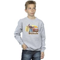 Disney Boy's Lilo & Stitch Bitten Surfboard Sweatshirt in Grey | Size: 7-8 Years