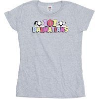 Disney Women's 101 Dalmatians Multi Colour Cotton T-Shirt in Grey | Size: Large