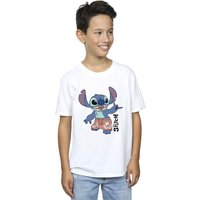 Disney Boy's Lilo & Stitch Bermuda Shorts T-Shirt in White | Size: 3-4 Years
