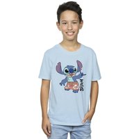 Disney Boy's Lilo & Stitch Bermuda Shorts T-Shirt in Baby Blue | Size: 9 Years