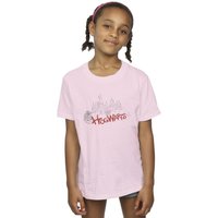 Harry Potter Girl's Hogwarts Castle Spray Cotton T-Shirt in Baby Pink | Size: 3-4 Years