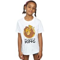Disney Girl's The Lion King My Daddy Is King Cotton T-Shirt in White | Size: 3-4 Years