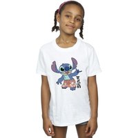Disney Girl's Lilo & Stitch Bermuda Shorts Cotton T-Shirt in White | Size: 3-4 Years
