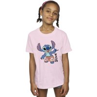 Disney Girl's Lilo & Stitch Bermuda Shorts Cotton T-Shirt in Baby Pink | Size: 3-4 Years