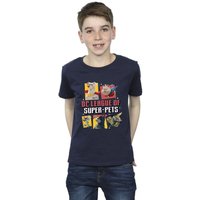DC Comics Boy's DC League Of Super-Pets Profile T-Shirt in Navy | Size: 9 Years