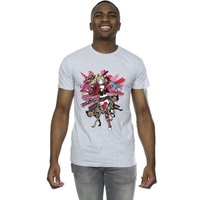 DC Comics Men's Harley Quinn Hyenas T-Shirt in Grey | Size: Medium