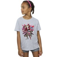 DC Comics Girl's Harley Quinn Hyenas Cotton T-Shirt in Grey | Size: 5-6 Years