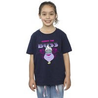 Disney Girl's The Little Mermaid Ursula Mum Is The Boss Cotton T-Shirt in Navy | Size: 5-6 Years