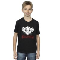 Disney Boy's The Lion King Simba Face Champion T-Shirt in Black | Size: 7-8 Years