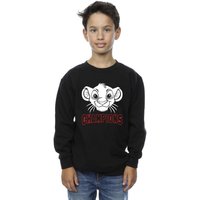 Disney Boy's The Lion King Simba Face Champion Sweatshirt in Black | Size: 9 Years