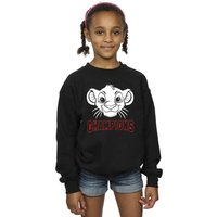 Disney Girl's The Lion King Simba Face Champion Sweatshirt in Black | Size: 9 Years