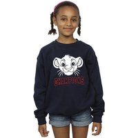 Disney Girl's The Lion King Simba Face Champion Sweatshirt in Navy | Size: 3-4 Years