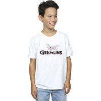 Gremlins Boy's Logo Line T-Shirt in White | Size: 7-8 Years