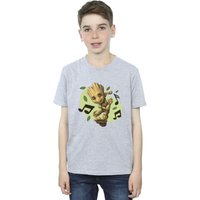 Marvel Boy's Guardians Of The Galaxy Groot Musical Notes T-Shirt in Grey | Size: 7-8 Years