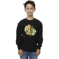 Marvel Boy's Guardians Of The Galaxy Groot Musical Notes Sweatshirt in Black | Size: 5-6 Years