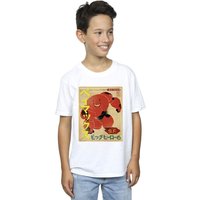 Disney Boy's Big Hero 6 Baymax Baymax Newspaper T-Shirt in White | Size: 9 Years
