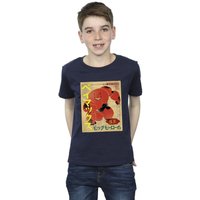 Disney Boy's Big Hero 6 Baymax Baymax Newspaper T-Shirt in Navy | Size: 9 Years