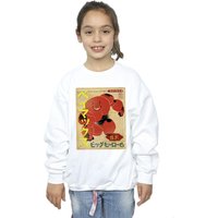 Disney Girl's Big Hero 6 Baymax Baymax Newspaper Sweatshirt in White | Size: 9 Years