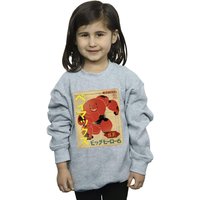 Disney Girl's Big Hero 6 Baymax Baymax Newspaper Sweatshirt in Grey | Size: 9 Years