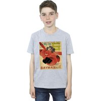 Disney Boy's Big Hero 6 Baymax Flying Baymax Newspaper T-Shirt in Grey | Size: 5-6 Years