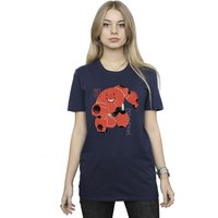 Disney Women's Big Hero 6 Baymax Suite Pose Cotton Boyfriend T-Shirt in Navy | Size: 3XL