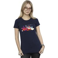Disney Women's Big Hero 6 Baymax Hiro Bridge Cotton T-Shirt in Navy | Size: 2XL