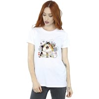 Disney Women's Big Hero 6 Baymax Group Hug Cotton Boyfriend T-Shirt in White | Size: Small